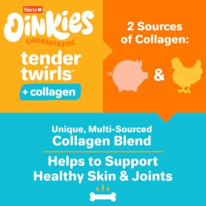 Hartz Oinkies Twirls + Collagen to Support Skin & Joints, Made with Real Chicken Breast, Highly Disgestible Dog Chews, 20 Count