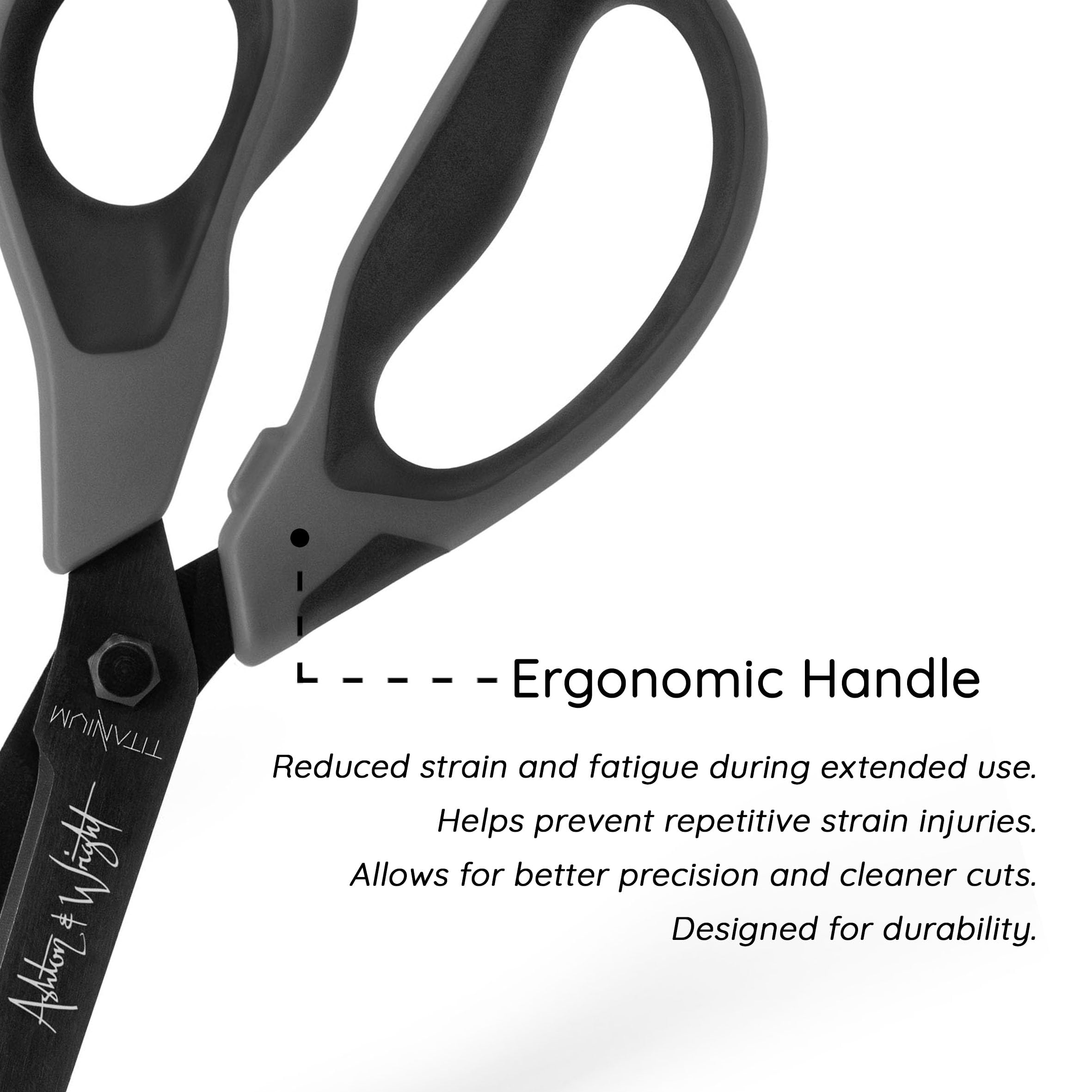 Ashton and Wright - Titanium HD - Heavy Duty Scissors for Office, Home, Kitchen and Craft - 210mm / 8” - Titanium Coated Blades (Gray, Right Handed)