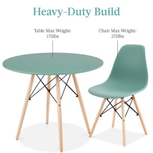 Best Choice Products 5-Piece Dining Set, Compact Mid-Century Modern Table & Chair Set for Home, Apartment w/ 4 Chairs, Plastic Seats, Wooden Legs, Metal Frame - Light Green/Oak