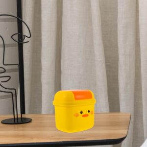 Amosfun Little Yellow Duck Trash Can Desktop Waste Container Paper Waste Basket Mini Garbage Can Small Trash Can Jewelry Organizer Rubbish Bin Girl Small Paper Plastic Super Cute