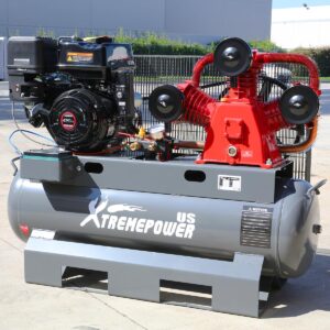 XtremepowerUS 13.0HP Horizontal Air Compressor Tank 30 Gallon Horizontal Tank Gas-Powered 3-Cylinder Service Truck Mount