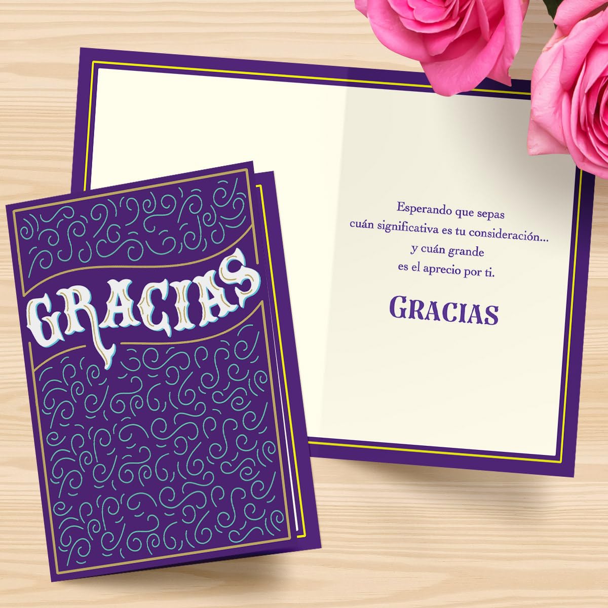 Designer Greetings Pensamientos Especiales, Spanish Thank You Cards, “GRACIAS” Purple Pattern (6 Cards and Envelopes) – Perfect for Any Occasion