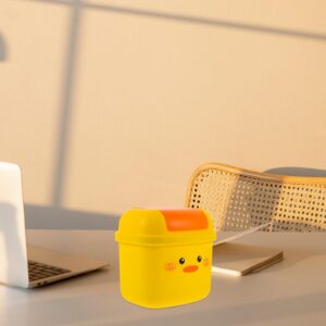 Amosfun Little Yellow Duck Trash Can Desktop Waste Container Paper Waste Basket Mini Garbage Can Small Trash Can Jewelry Organizer Rubbish Bin Girl Small Paper Plastic Super Cute