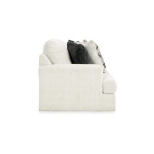 Benjara Henly 96 Inch Sofa, Oversized, 4 Accent Pillows, Soft Polyester, White, Gray, Black and Ivory