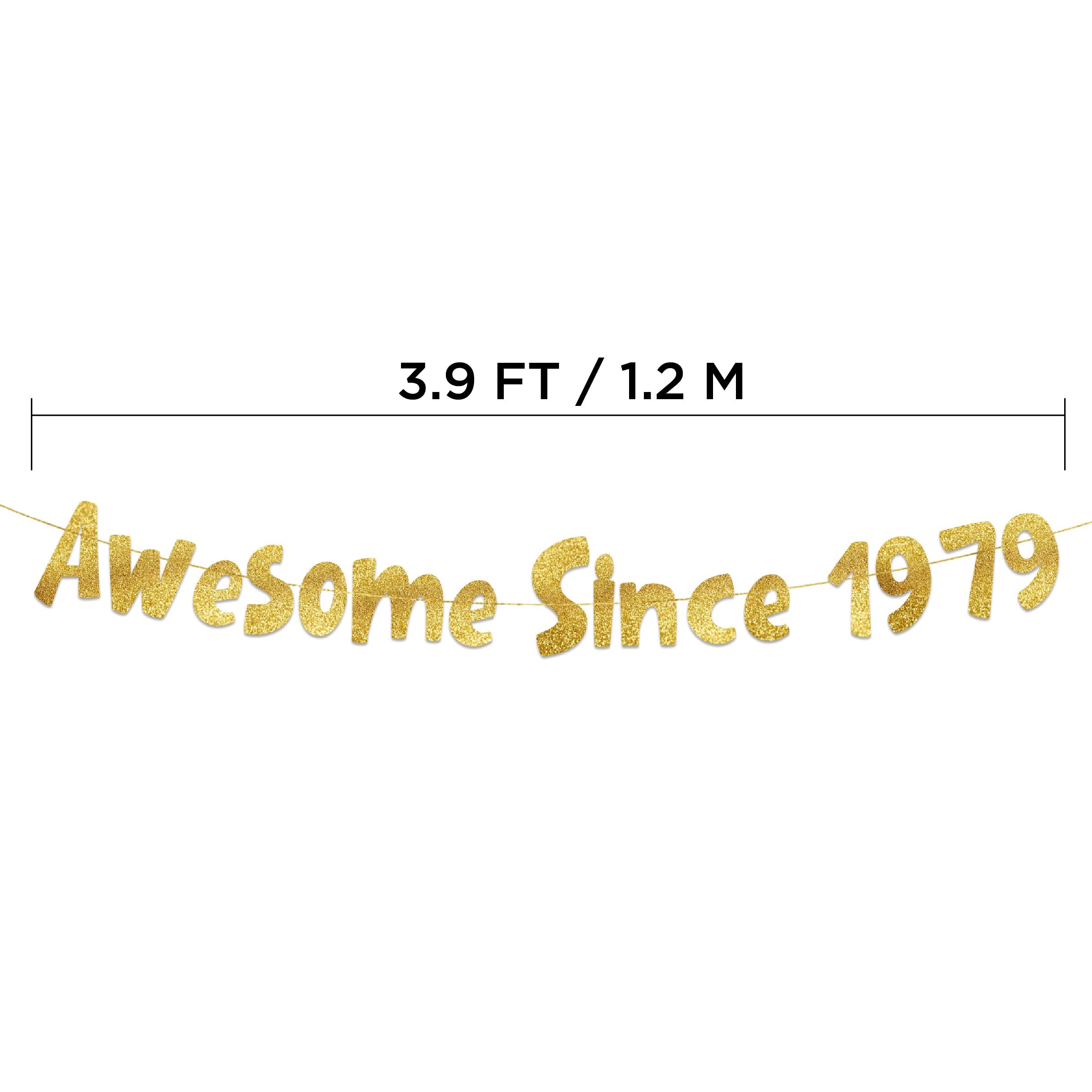 Awesome Since 1979 Gold Glitter Banner - 45th Birthday and Anniversary Party Decorations