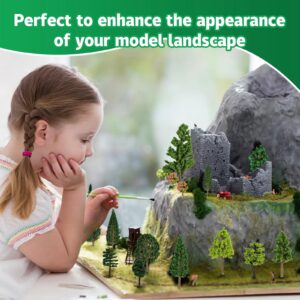 BUWUSMU 70 Pieces Mixed Model Trees - Ranging from 1.2 to 6.3 Inches, Ideal for Train Scenery, Architecture Models, DIY Crafts, Building Models, and Scenery Landscapes, Natural Green Color