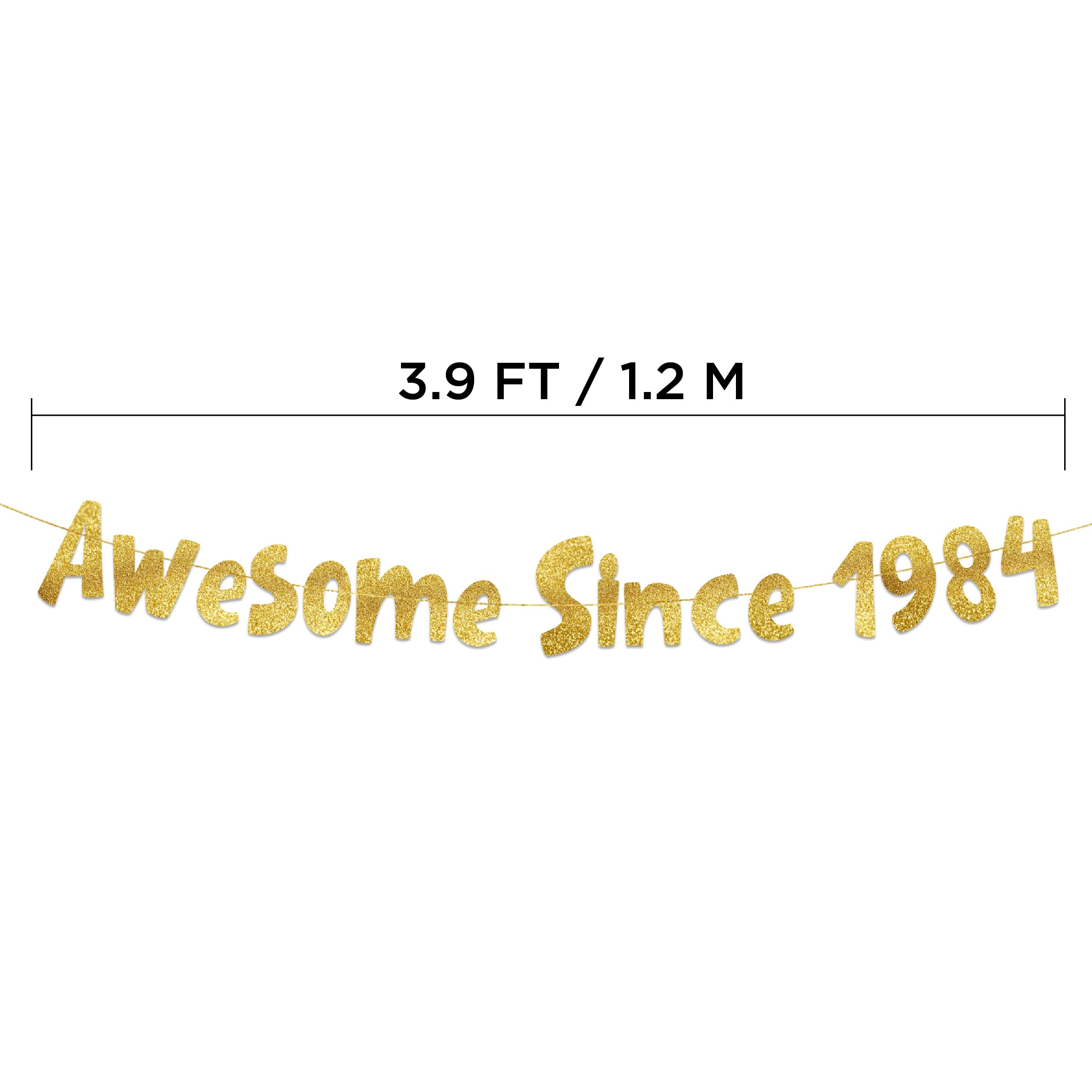 Awesome Since 1984 Gold Glitter Banner - 40th Birthday and Anniversary Party Decorations