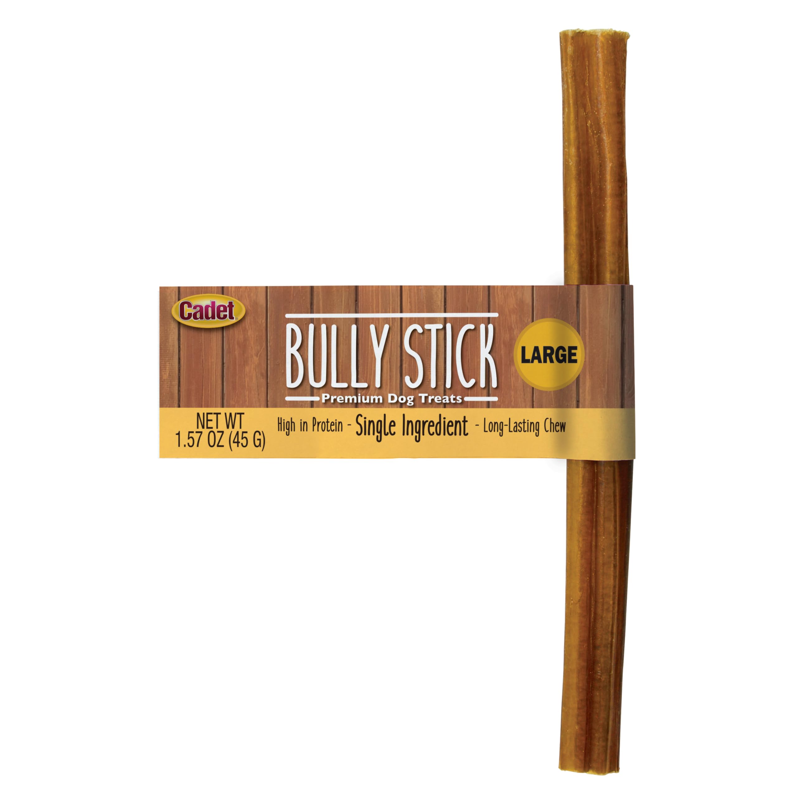 Cadet Bully Hide Sticks for Large Dogs – All-Natural Beef Pizzle, High Protein, Low Fat, Long-Lasting, Grain & Rawhide-Free Dog Chews for Aggressive Chewers, Large (1 Count)