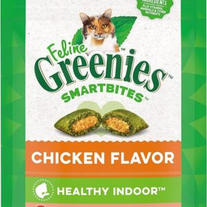 (4 Pack) Greenies Feline SMARTBITES Healthy Indoor Control (previously Called Hairball Control) Chicken and Tuna, (4.6oz, 2 Each)