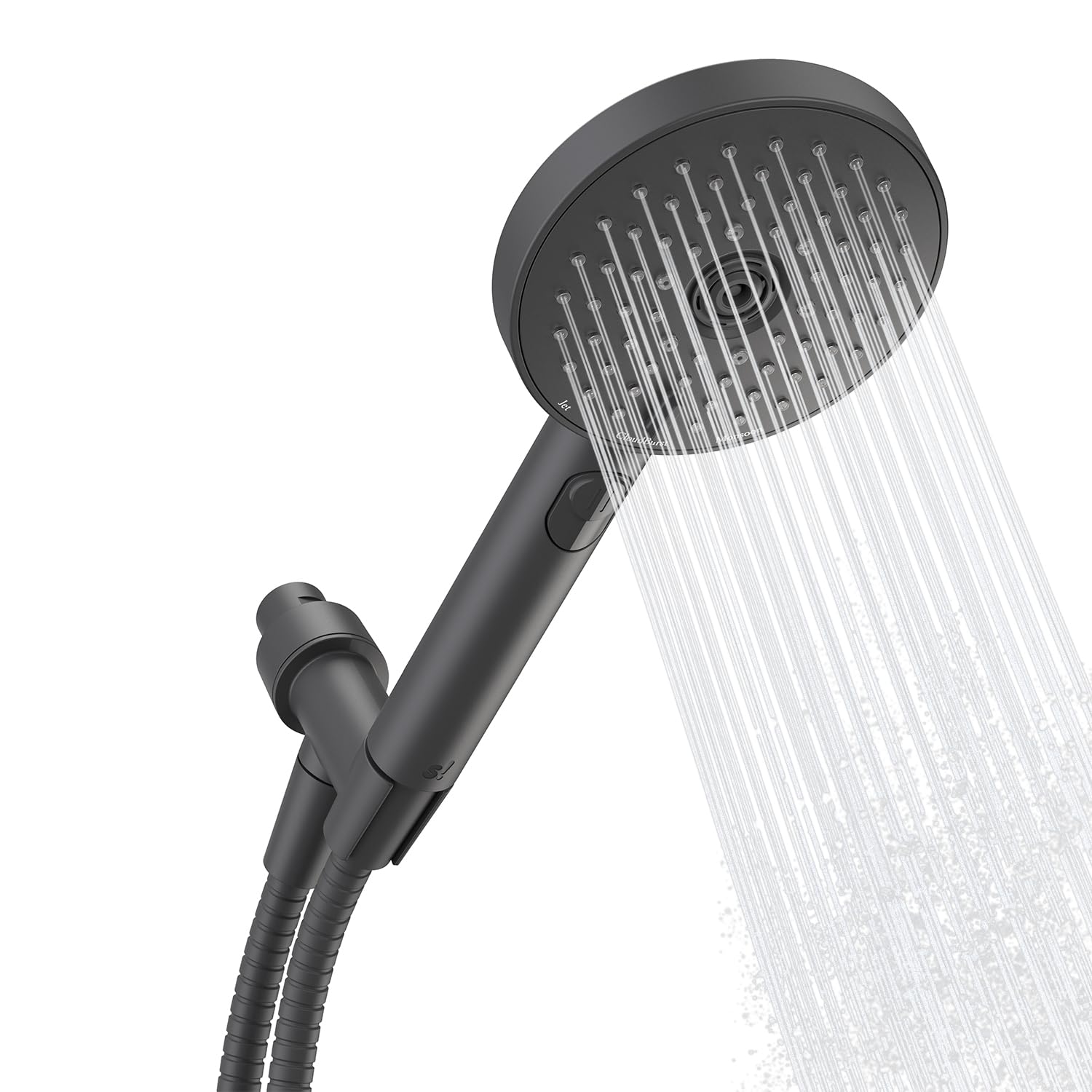 Sproos Handheld Shower Head, High Pressure, 3 Spray Functions Plus Pause, Extra Long 70 Inch Hose, Silicone Nozzles, Black