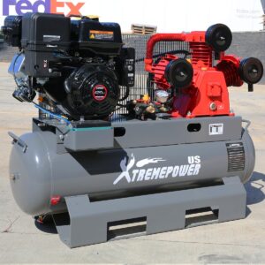 XtremepowerUS 13.0HP Horizontal Air Compressor Tank 30 Gallon Horizontal Tank Gas-Powered 3-Cylinder Service Truck Mount