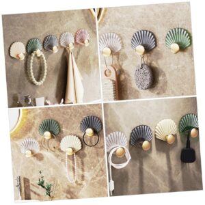 Outanaya 4pcs Shell Wall Hook Wall-Mounted Hook Sundries Hanger Self Adhesive Wall Hook Bathroom Towel Hooks for Wall Decorative Wall Hook Sticky Hooks for Hanging Key Storage Hook Key Hook