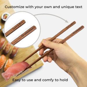 Walnut Chopsticks Reusable Engraved With Personalized Names Classic or Japanese Chinese Style Wood Chopsticks Dinnerware Utensils Christmas Gift Wedding Birthday