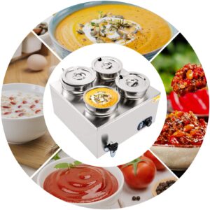 Soup Warmer Commercial Electric Warming Tray Soup Pot with Lid Countertop Food Warmer for Soup Chocolates Cheeses, Stainless Steel, 86-185℉ Adjustable (4x4L)