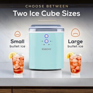 Igloo Electric Countertop Ice Maker Machine - Automatic and Portable - 33 Pounds in 24 Hours - Ice Cube Maker - Ice Scoop and Basket - Ideal for Iced Coffee and Cocktails - Aqua