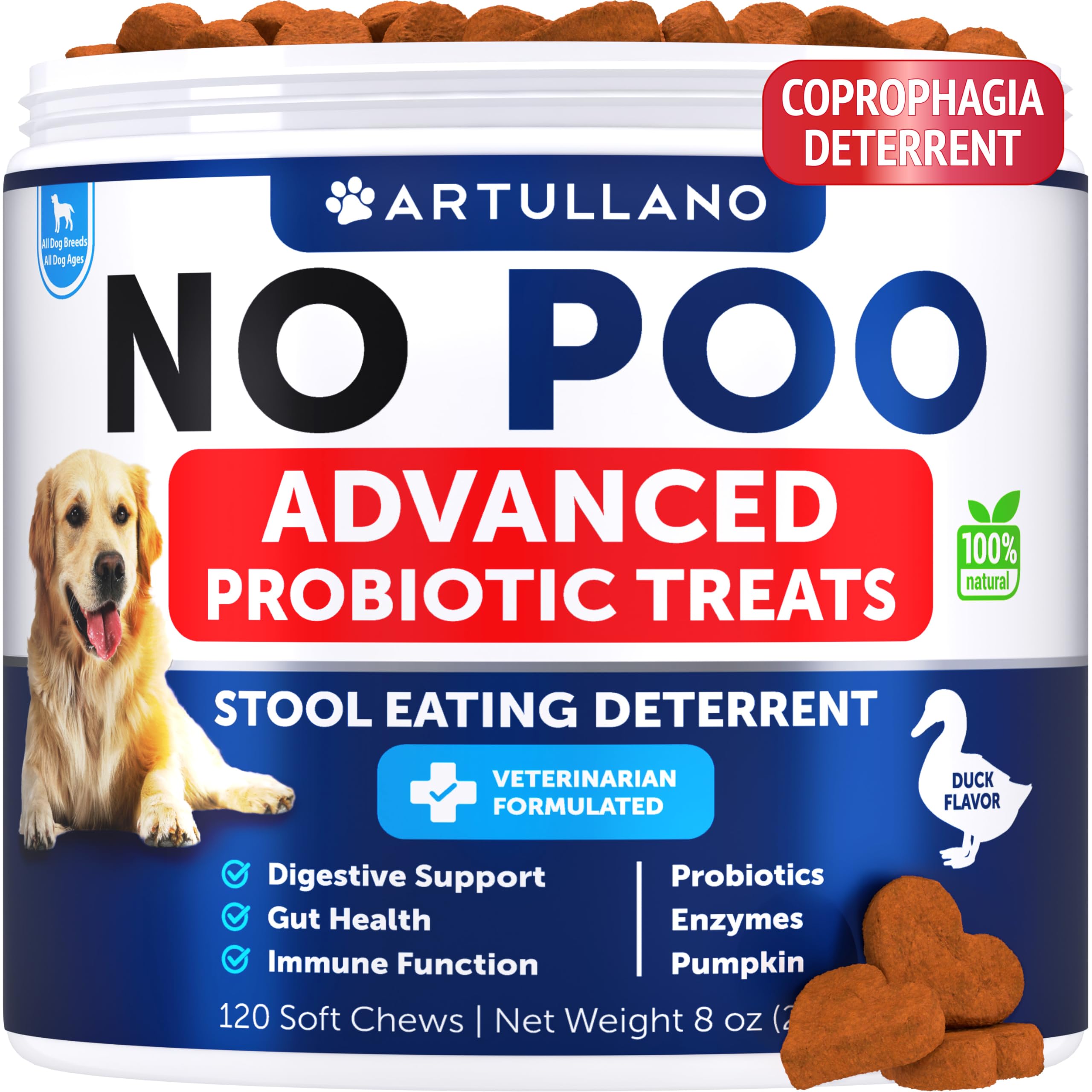 No Poo Chews for Dogs - Coprophagia Stool Eating Deterrent for Dogs - Prevent Dog from Eating Poop - Stop Eating Poop for Dogs with Probiotics & Digestive Enzymes - Forbid for Dogs