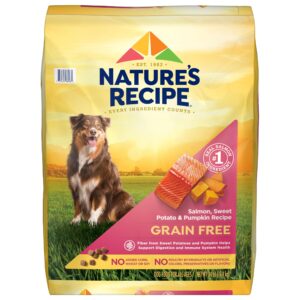 nature′s recipe grain free salmon, sweet potato & pumpkin recipe dry dog food, 34 lb. bag