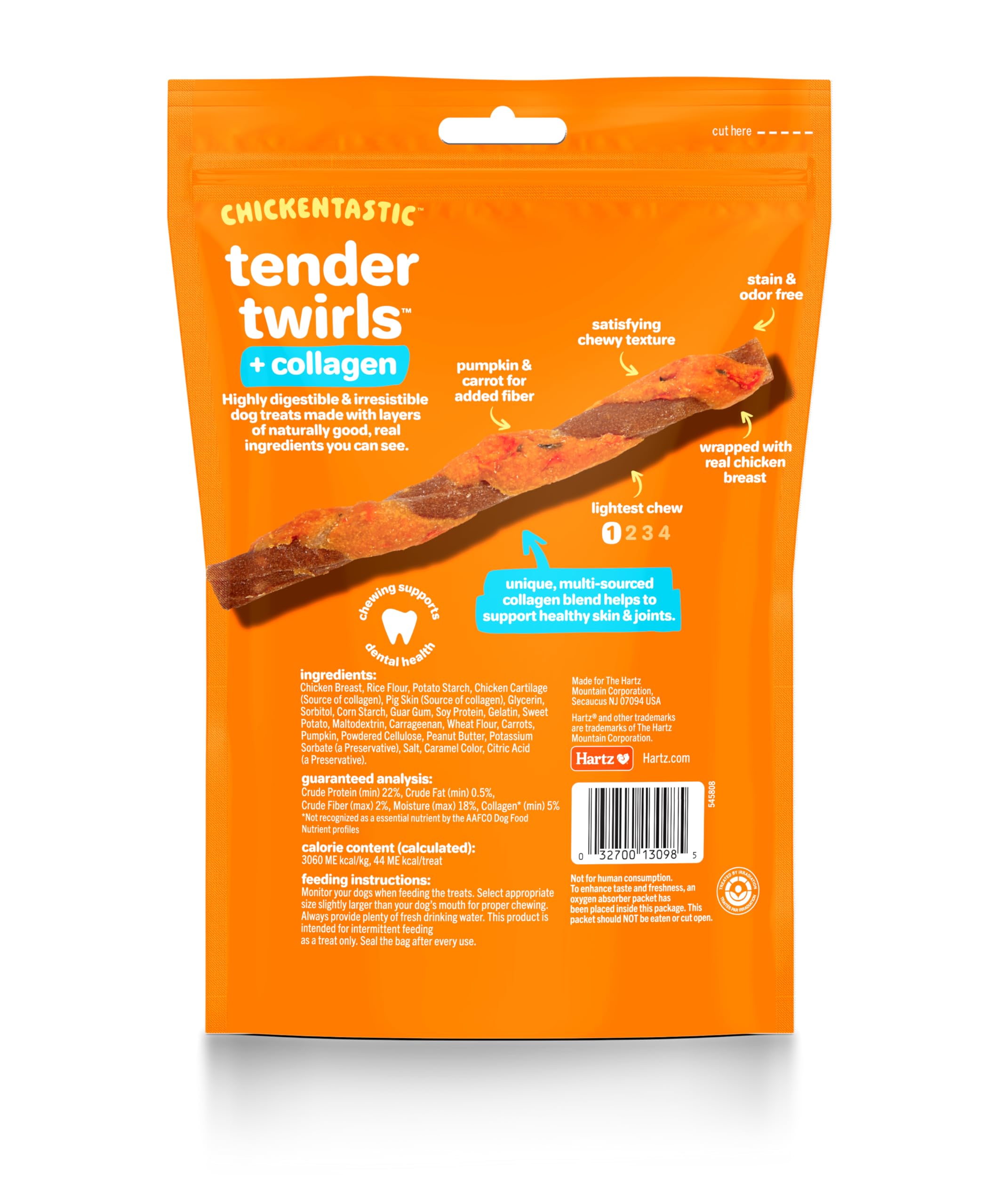 Hartz Oinkies Twirls + Collagen to Support Skin & Joints, Made with Real Chicken Breast, Highly Disgestible Dog Chews, 20 Count