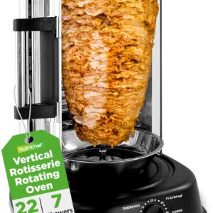 NutriChef Vertical Rotating Turkey & Shawarma Oven | Rotisserie, Shawarma, & Kebab Machine | Stain-Resistant, Energy-Efficient | Heat-Resistant Door | Includes Kebab Rack & 7 Skewers | Stainless Steel