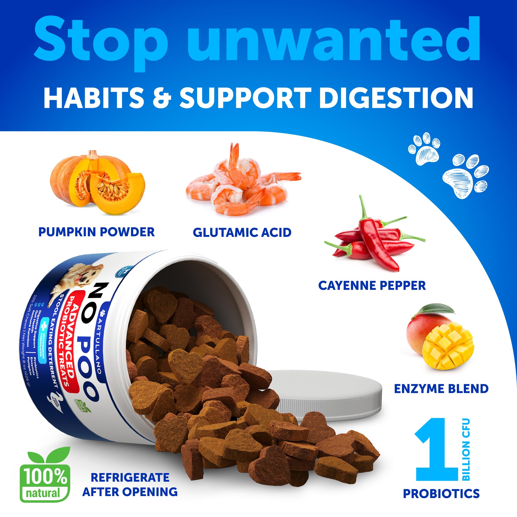 No Poo Chews for Dogs - Coprophagia Stool Eating Deterrent for Dogs - Prevent Dog from Eating Poop - Stop Eating Poop for Dogs with Probiotics & Digestive Enzymes - Forbid for Dogs