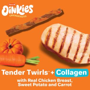 Hartz Oinkies Twirls + Collagen to Support Skin & Joints, Made with Real Chicken Breast, Highly Disgestible Dog Chews, 20 Count