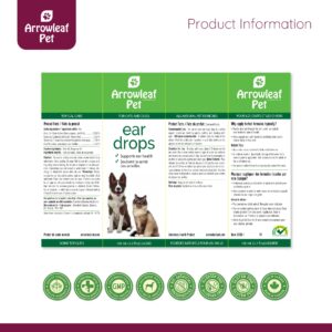 Arrowleaf Pet Ear Drops by NaturPet Inc | Healthy Ear Support for Cats and Dogs | Itchy Ears | Cleaning | Swimming | 10mL