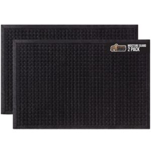 gorilla grip 100% waterproof ultra absorbent moisture guard doormat, absorbs up to 5.7 cups of water, stain and fade resistant, spiked rubber backing, all weather door mat, 2 pack, 35x23, black