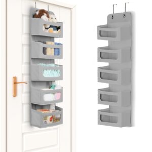 utopia home hanging closet organizer, over the door storage with compartments, over the door pantry organizer, hanging organizers for sweaters (5 pockets, grey)