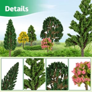 BUWUSMU 70 Pieces Mixed Model Trees - Ranging from 1.2 to 6.3 Inches, Ideal for Train Scenery, Architecture Models, DIY Crafts, Building Models, and Scenery Landscapes, Natural Green Color