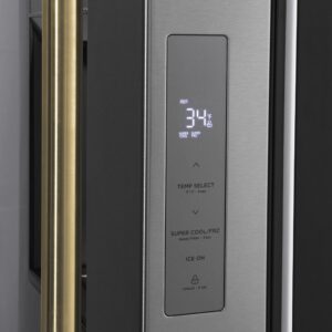 ZLINE 36 in. 28.9 cu. ft. Standard-Depth French Door External Water Dispenser Refrigerator with Dual Ice Maker in Fingerprint Resistant Stainless Steel and Polished Gold Traditional Handles