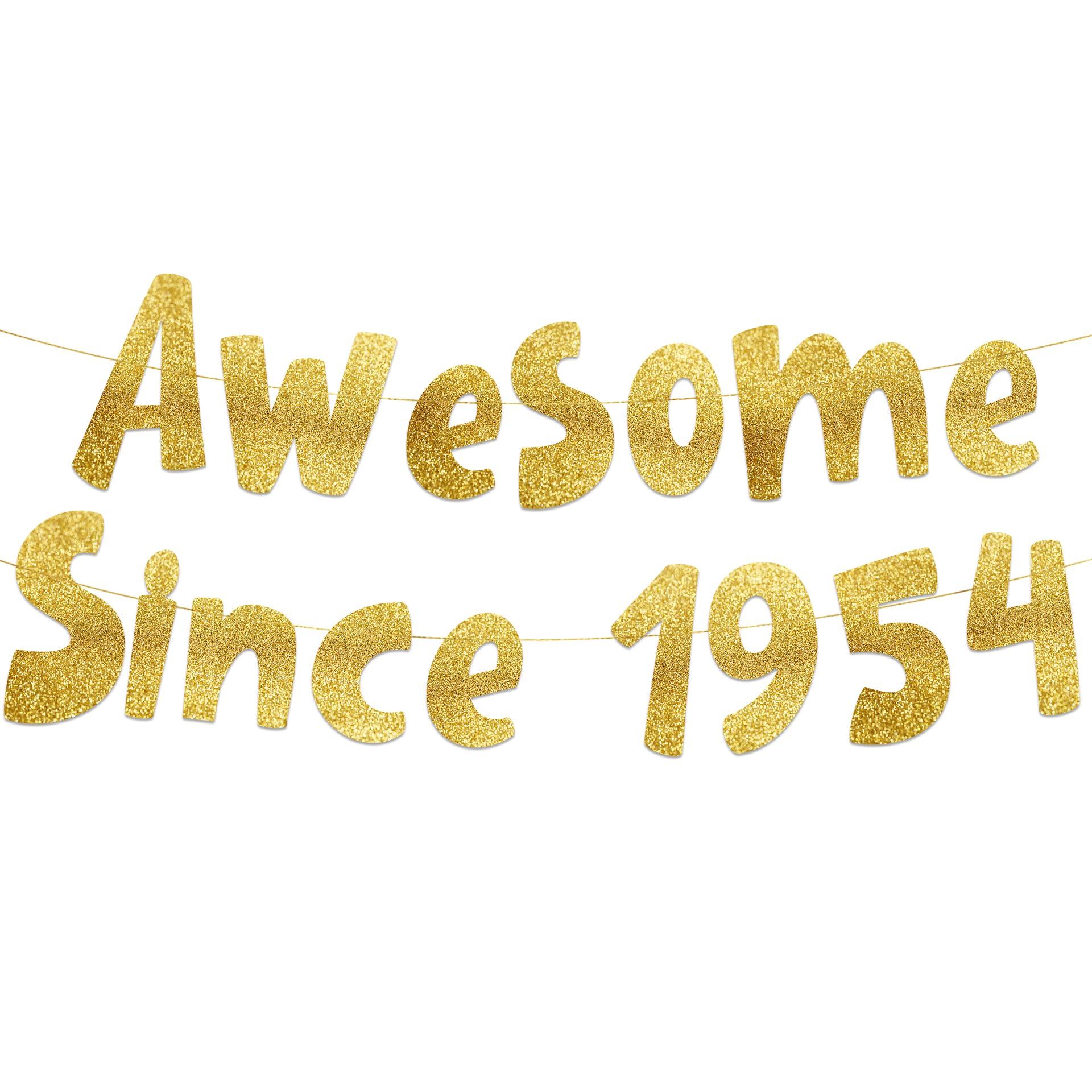 Awesome Since 1954 Gold Glitter Banner - 70th Birthday and Anniversary Party Decorations