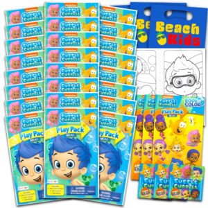 nickelodeon bubble guppies mini party favors set for kids - bundle with 24 nick jr aqua bubble guppies play packs with coloring pages, stickers, more (bubble guppies birthday party supplies)