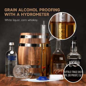 Alcohol Hydrometer Meter Test Kit 0-200 Proof & Tralle,with Glass Test Jar,Accurate Tester & Glass Cylinder for Proofing Distilled Spirits & Moonshine Alcoholmeter Testing Set,HDRELEODY