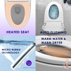 BN-6100S, 1-Piece 1.28 GPF Tankless Elongated Smart Bidet Toilet in White, Auto Flush, Heated Seat with Soft Close