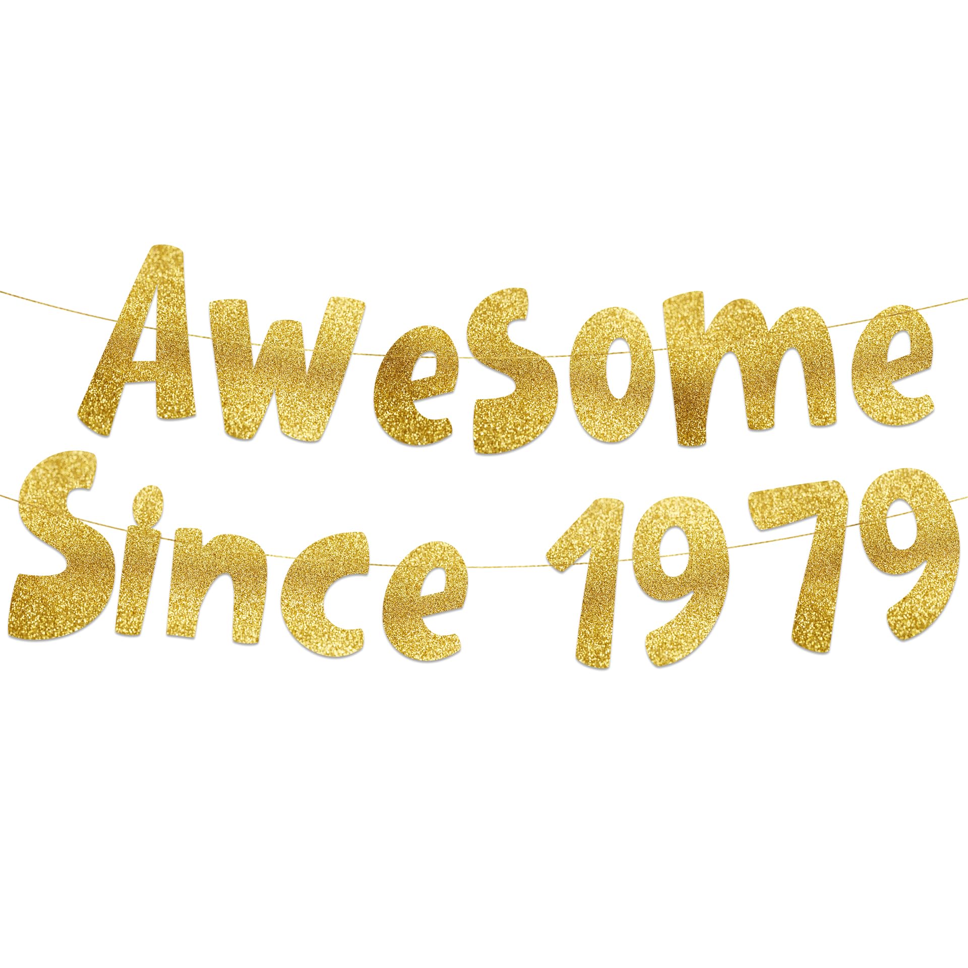 Awesome Since 1979 Gold Glitter Banner - 45th Birthday and Anniversary Party Decorations