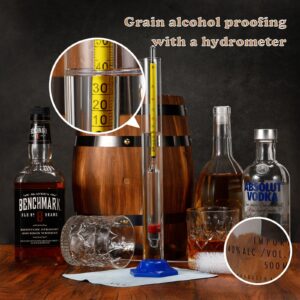 Alcohol Hydrometer Meter Test Kit 0-200 Proof & Tralle,with Glass Test Jar,Accurate Tester & Glass Cylinder for Proofing Distilled Spirits & Moonshine Alcoholmeter Testing Set,HDRELEODY