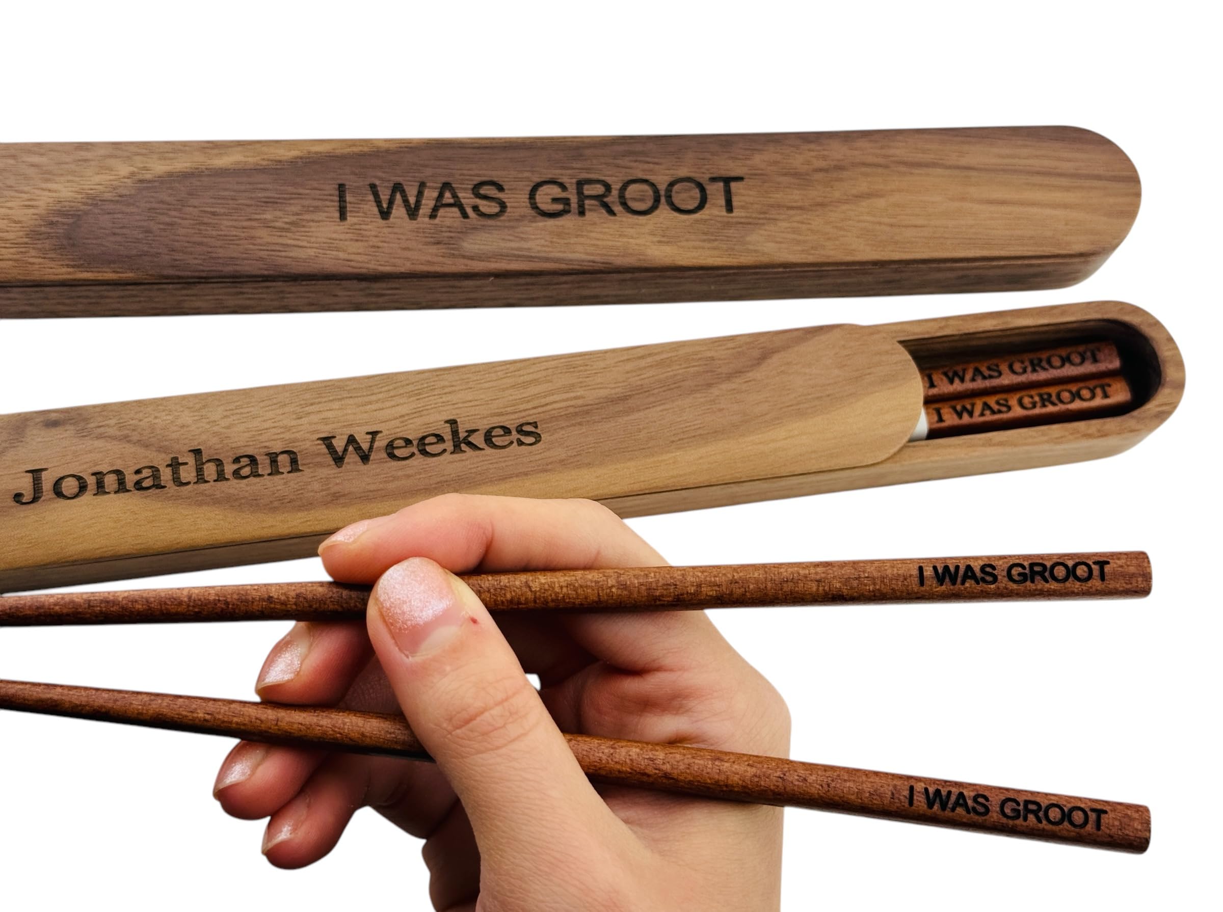 Walnut Chopsticks Reusable Engraved With Personalized Names Classic or Japanese Chinese Style Wood Chopsticks Dinnerware Utensils Christmas Gift Wedding Birthday