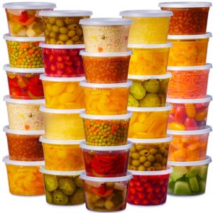 munfix 48 pack 16 oz plastic deli containers with lids - food storage containers with lids - clear disposable airtight meal prep containers, bpa free, stackable, leakproof, microwave and freezer safe