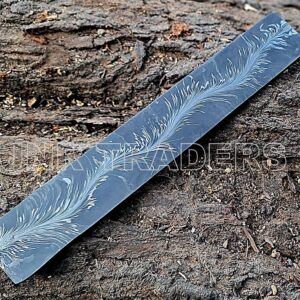 JNR Traders Forged Feather Pattern Damascus Billet - Damascus Bar Stock - Knife Making Supplies 12 Inch 3815