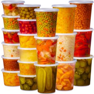 48 pack plastic deli containers with lids (16, 32 oz 24 each) - food storage containers with lids - clear disposable meal prep containers, bpa free, stackable, leakproof, microwave and freezer safe