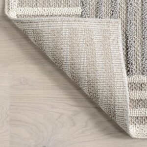 nuLOOM Nicka Striped 9x12 Machine Washable Area Rug for Living Room Bedroom Dining Room Kitchen, Light Grey/Cream