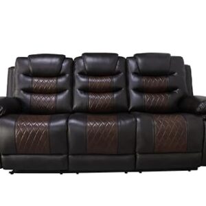 New Classic Furniture Nikko Faux Leather Manual Sofa with Dual Recliner, Brown