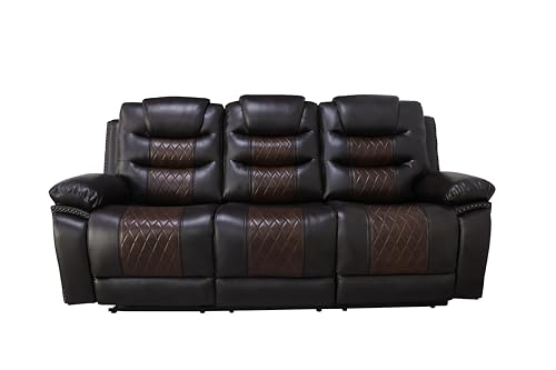 New Classic Furniture Nikko Faux Leather Manual Sofa with Dual Recliner, Brown