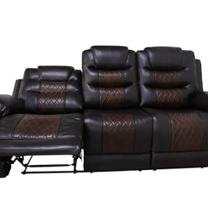 New Classic Furniture Nikko Faux Leather Manual Sofa with Dual Recliner, Brown