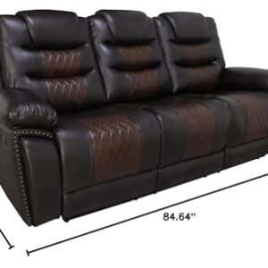 New Classic Furniture Nikko Faux Leather Manual Sofa with Dual Recliner, Brown