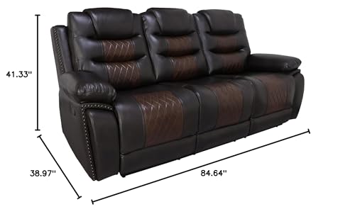 New Classic Furniture Nikko Faux Leather Manual Sofa with Dual Recliner, Brown