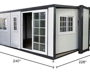 Portable Prefabricated Tiny Home 19x20ft, Mobile Expandable Plastic Prefab House for Hotel, Booth, Office, Guard House, Shop, Villa, Warehouse, Workshop (with Restroom)