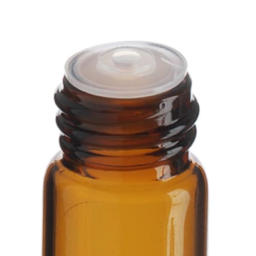 Generic 1/4 Dram (1 ML) Amber Glass Vials with Black Ribbed caps & Orifice Reducers pack of - 144 pcs, clear