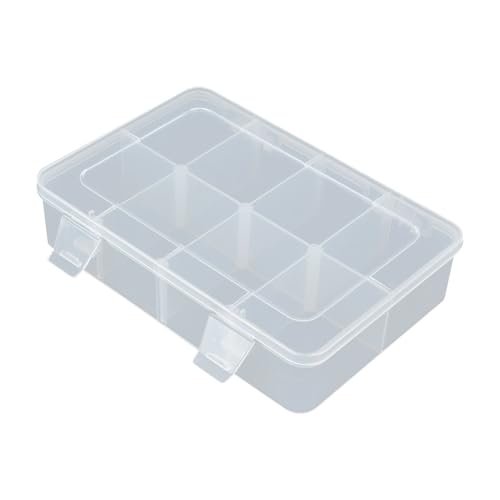 ccHuDE 8 Grids Bead Organizer Boxes Small Plastic Storage Containers Clear Craft Storage Box with Removable Dividers for Candies Snacks Electronics