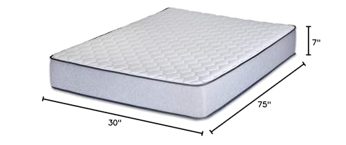 Greaton, 7-Inch Medium Firm High Density Foam Mattress, Comfortable Mattress for Cooler Sleep, Zippered and Washable Cover, 75" x 30", White